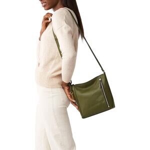Fossil Tara Leather Crossbody Bag Olive Green Purse Minimalist